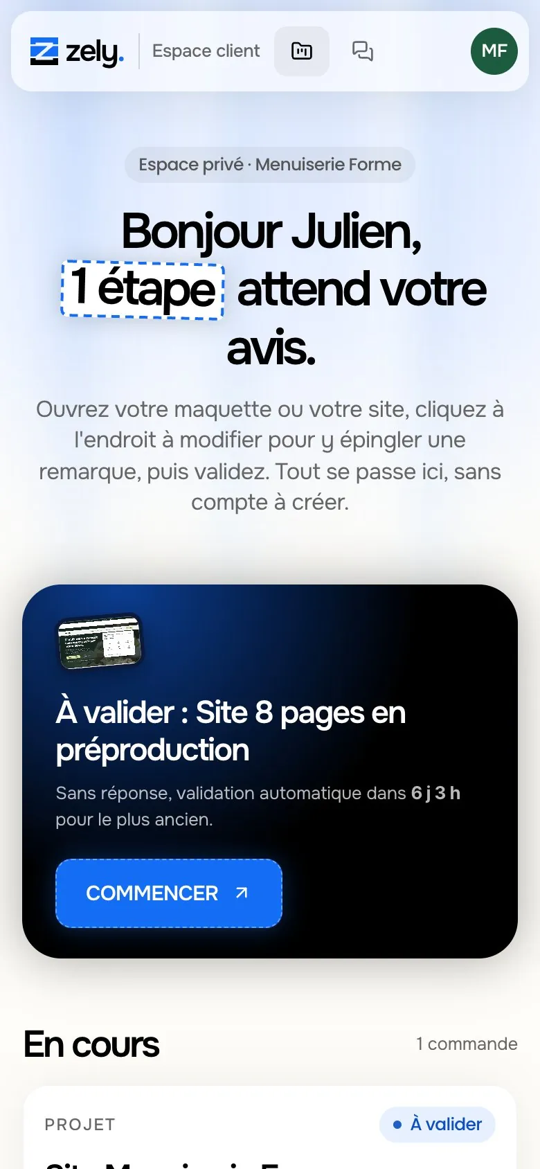 L’espace client sur téléphone