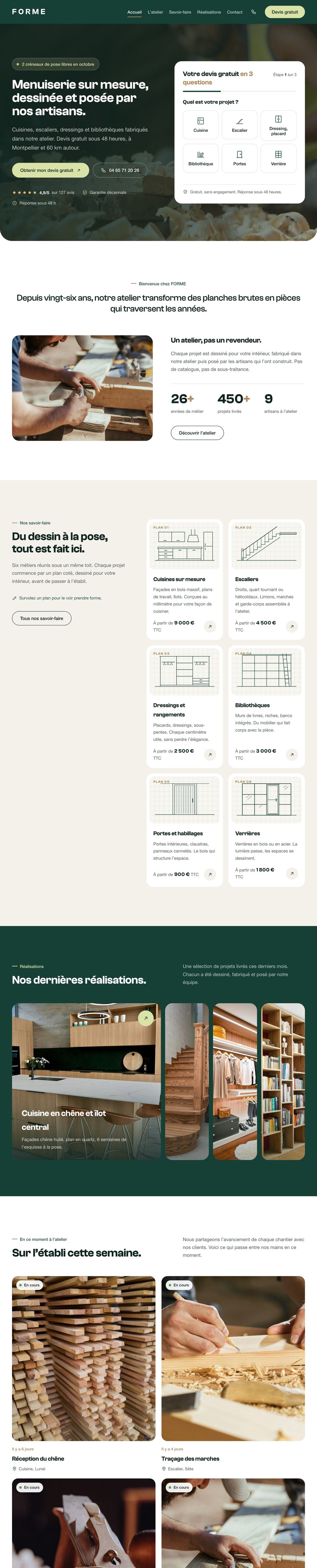 Concept FORME, menuiserie sur mesure