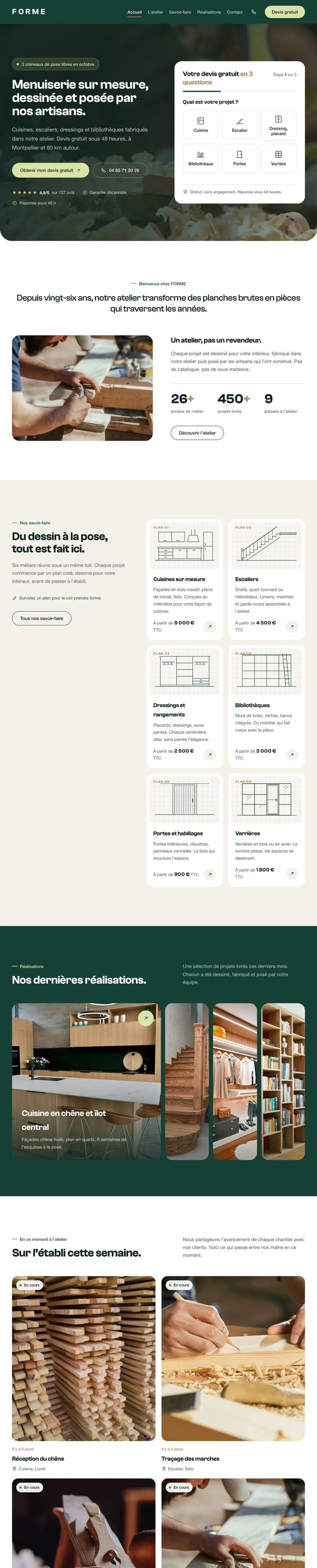 Concept FORME, menuiserie sur mesure