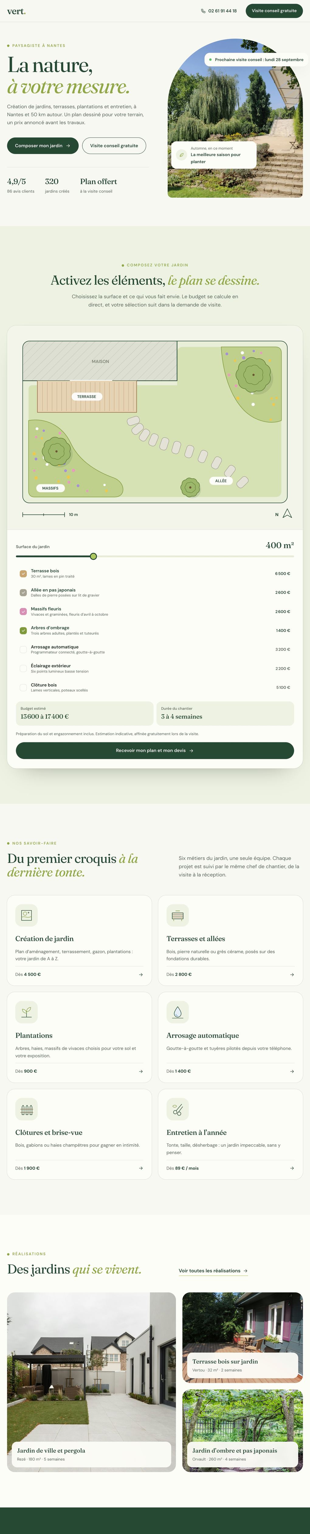 Concept vert., aménagement extérieur