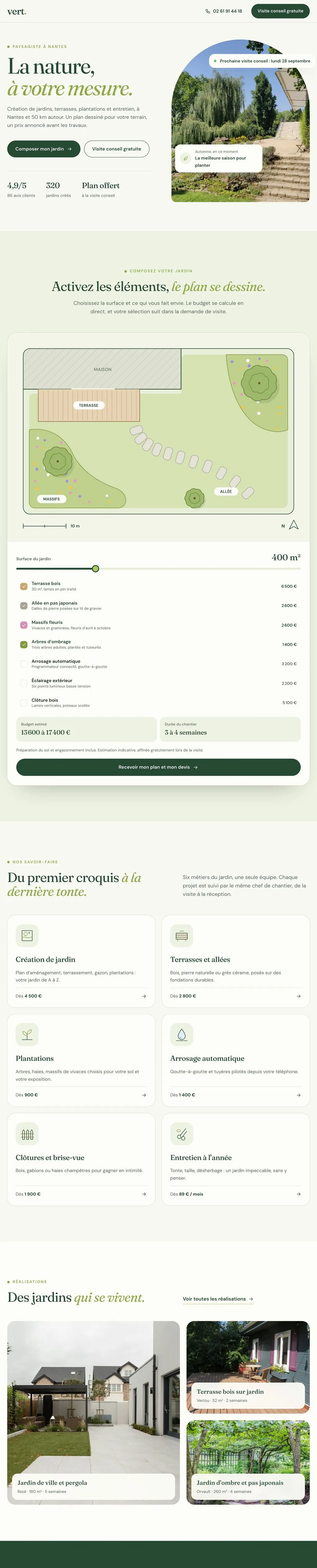 Concept vert., aménagement extérieur